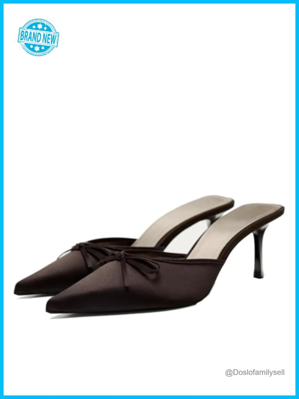 Kitten Heel Bow Mule Pointed Toe Slip On Backless Pump for Work Party Wedding